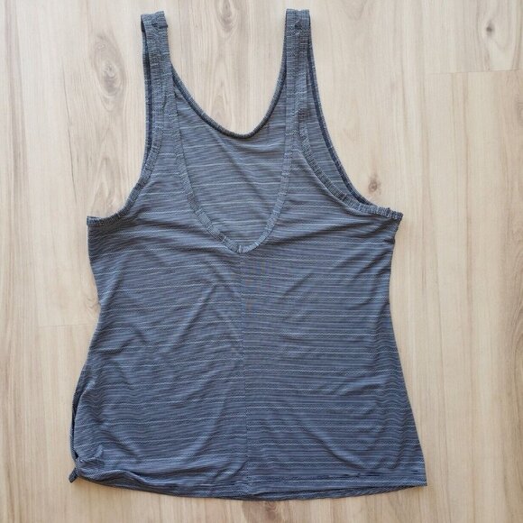 Athleta Max Out Blue Striped Tank Top Low Back Side Tie Sleeveless Tee Womens XS - Picture 6 of 12